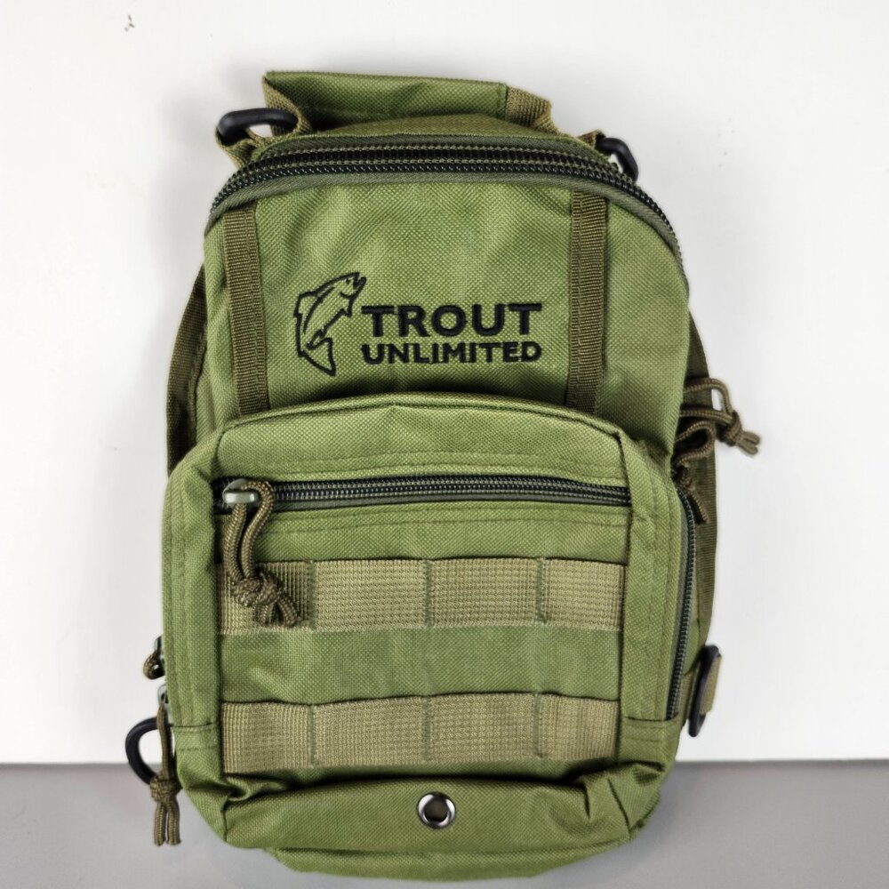 NEW Trout Unlimited Fishing Sling Chest Pack Olive Green